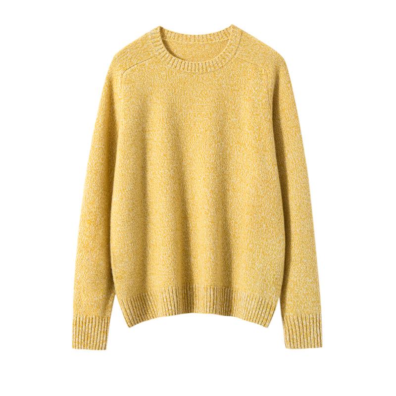 Women's Thickened Cashmere Sweater - Autumn/Winter Heather Yarn Round Neck Knitwear, Lazy Style, Solid Color Base Layer Top
