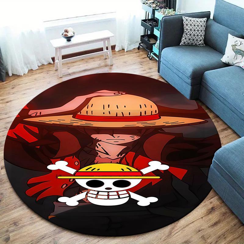One Piece Anime Round Area Rug Carpet Rug For Living Room Bedroom Sofa Playroom Decor Nonslip Floor Mat