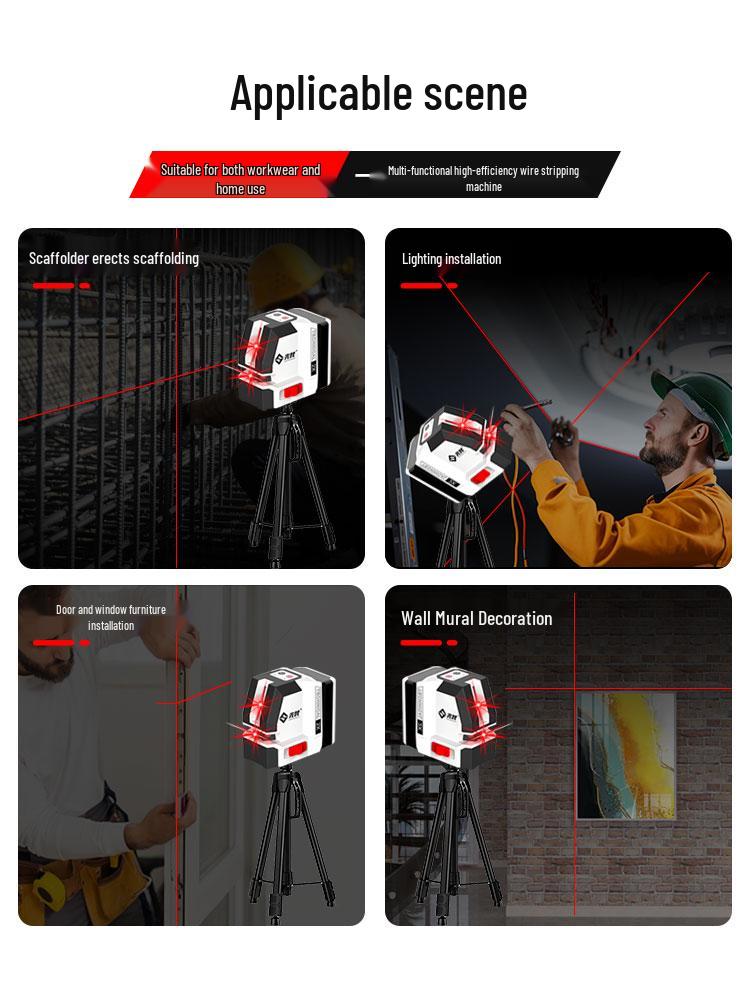 Compact High-Precision 2-Line Laser Level with Strong Light and Infrared Technology
