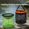 Drawstring Closure Foldable Fishing Basket Durable Mesh Live Fish Net Fishing Gear Tackle
