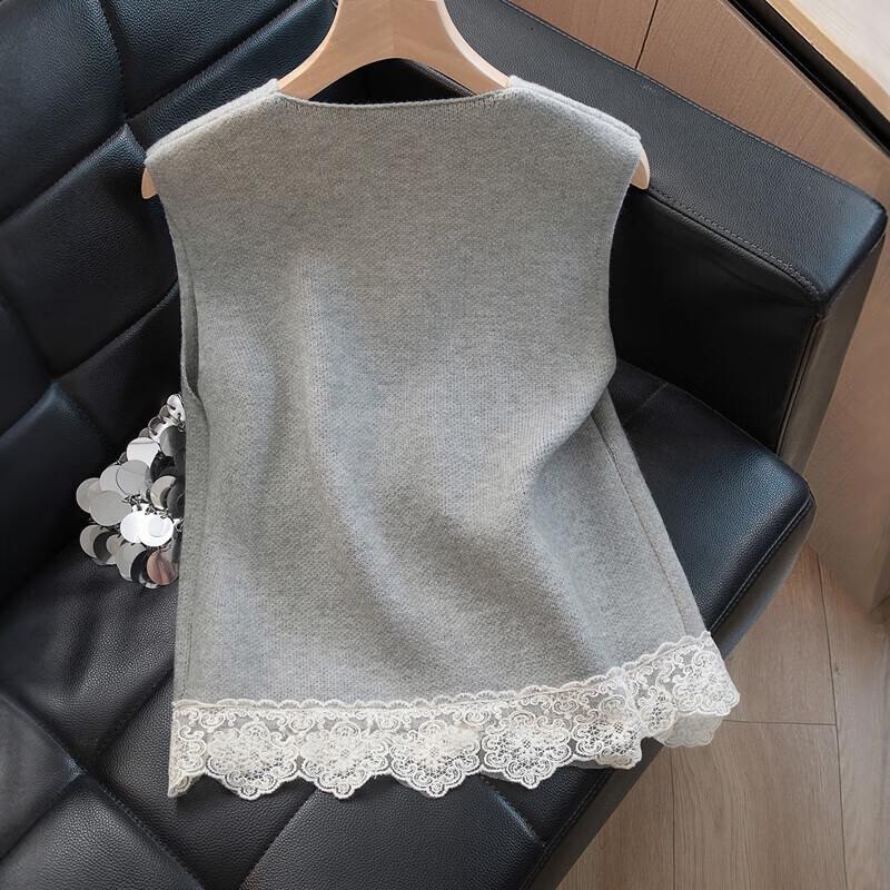 Women's Lace Patchwork Knitted Vest