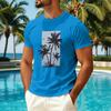 Men's Summer Casual Short Sleeve T-Shirt Hawaiian Print Crew Neck Quick Dry Breathable Sun Protection Ice Silk Fabric Top