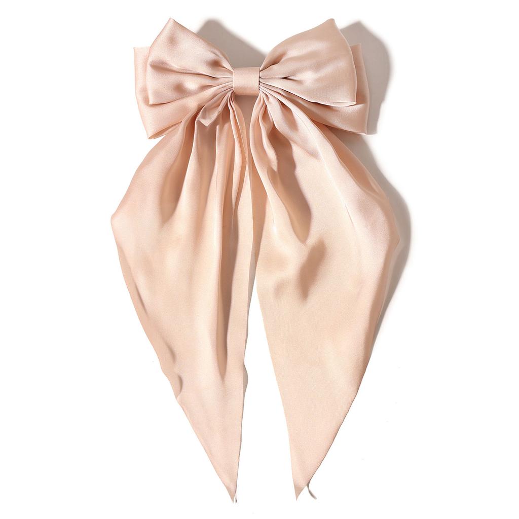 Large Double Layer Hair Bowknot Clip For Adults Teens Silky Ribbon Fabric Barrettes Metal Hairpin For Daily Styling