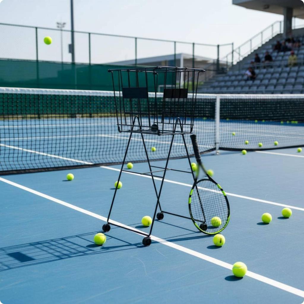 Tennis Ball Carrier with Wheels Pickleball Collector Standing