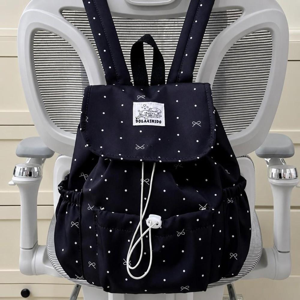 Schleifen-Kordelzug-Pünktchen-Rucksack Süßer Pendler-Rucksack Doppelschultertasche Lässiger Gebrauch