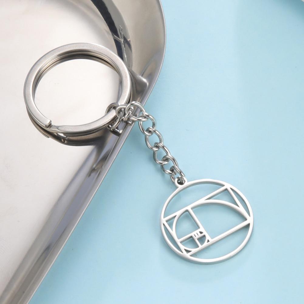 Dawapara Sacred Geometry Fibonacci Keychain Spiral The Golden Ratio Pendant Keyring Stainless Steel Jewelry New Year Gift
