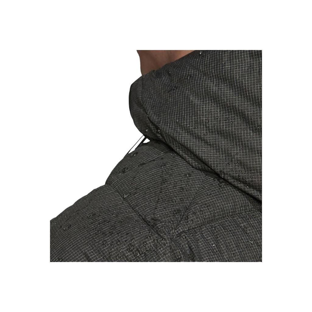 adidas Solid Color Logo Print Zip Hooded Down Jacket Men Outerwear Green DZ1449