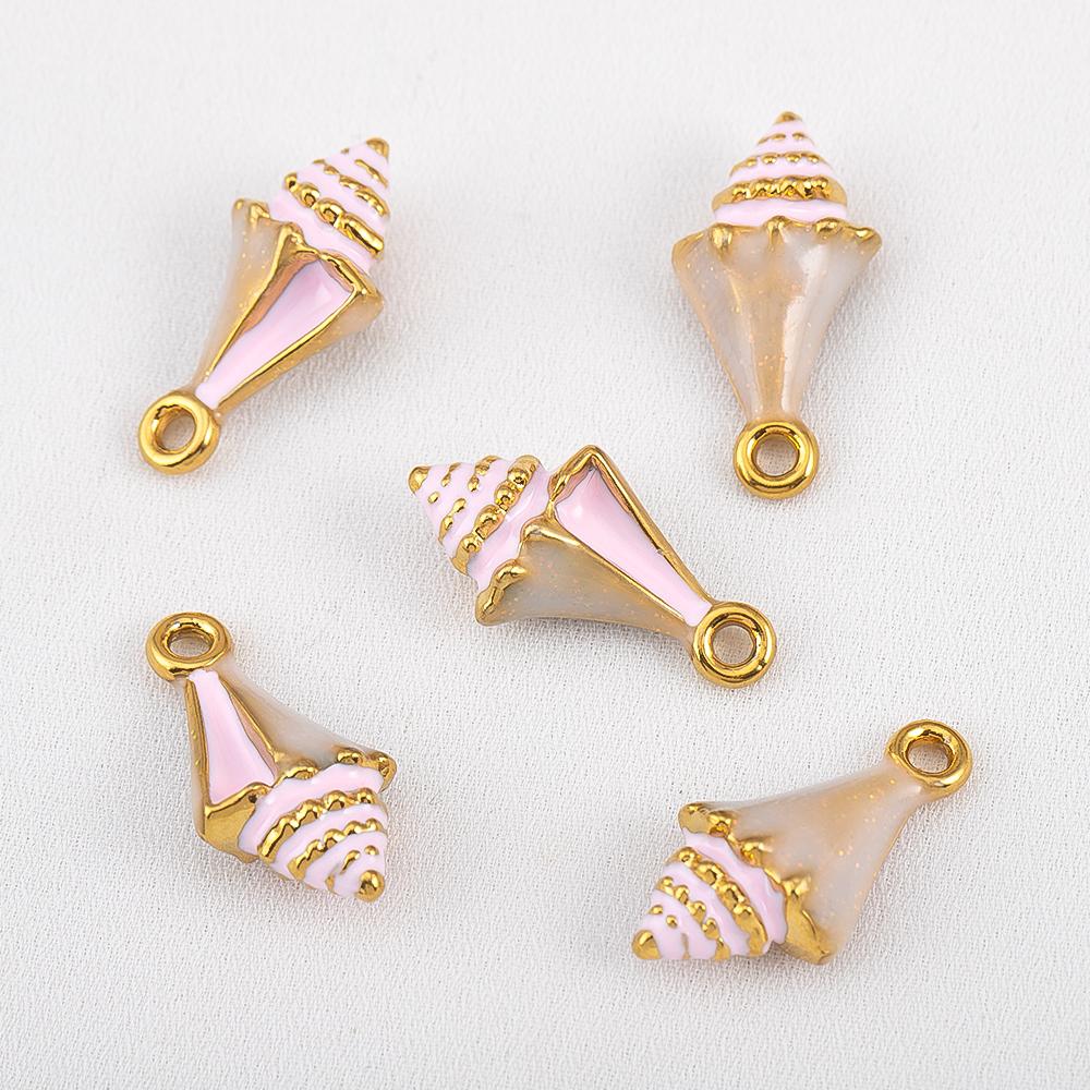 1piece Stainless Steel Pointed Conch Enamel Pendants DIY Summer Style Necklace Jewelry Accessories Clothing Decoration Supplies