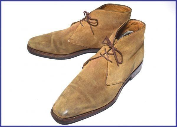 

England Vintage Handmade Dainite Sole Suede Chukka Boots 42/26.5-27.0 Beige Brown