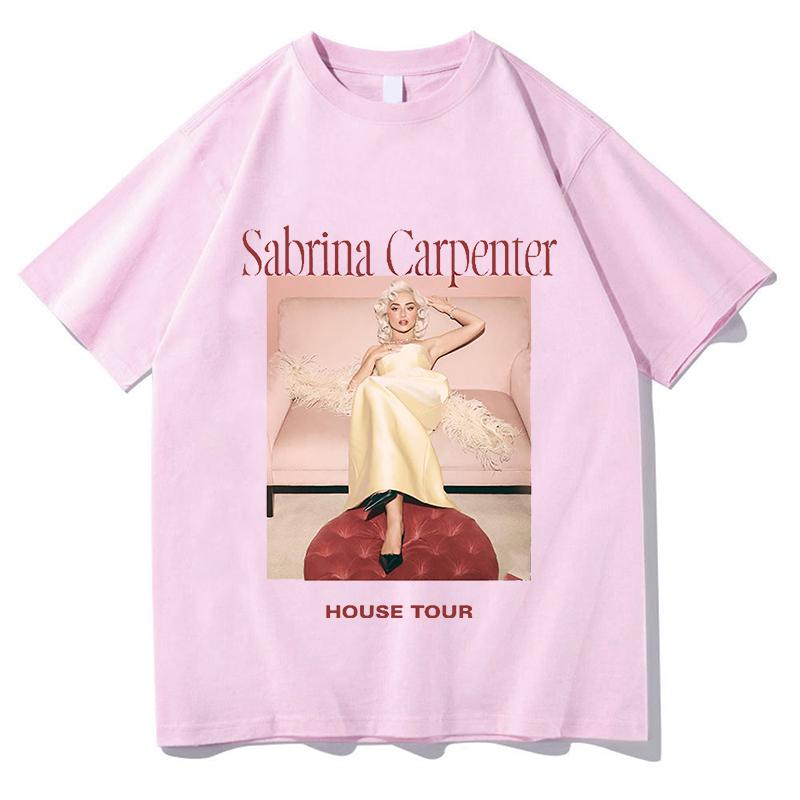 Sabrina Carpenter House Tour Tshirt Graphic Printing Fashion Tees High Quality Cotton Oneck Teeshirt Female Short Sleeve Tops
