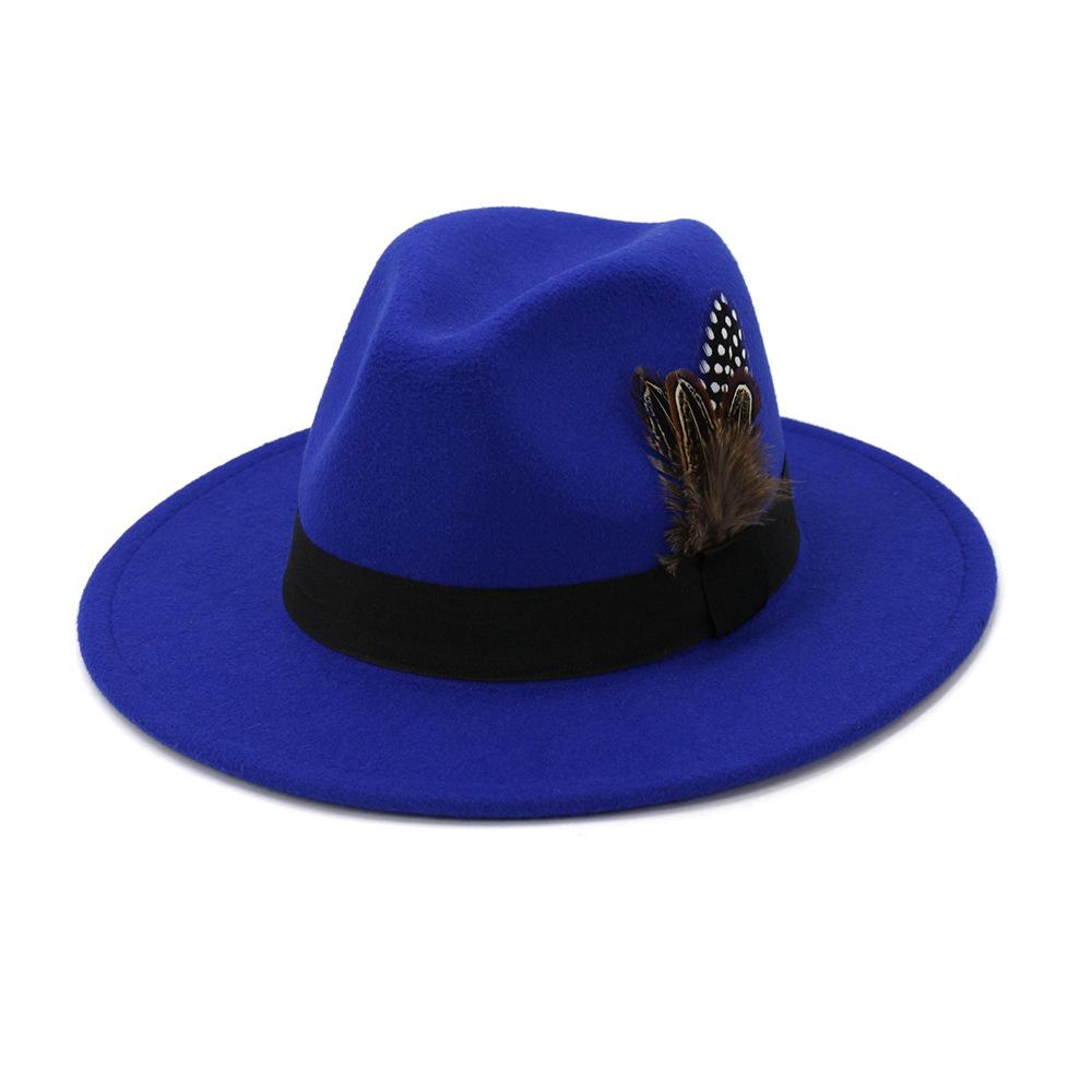 Gelbe Feder Fedoras Herren Fedora Hut Herren Panama Oberkappe Unisex Hut Militärfarbe Fedoras Hut mit breiter Krempe Kirchenhut Partyhut