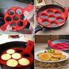 High-quality Red Silicone Egg Ring With Seven Holes For Perfectly Shaped Eggs And Pancakes