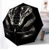 Black and White Snake Head Print Automatic Opening Folding Umbrella with 8-Bone Iron Frame - Perfect for Fans, Travelers, Daily Use, and Fes