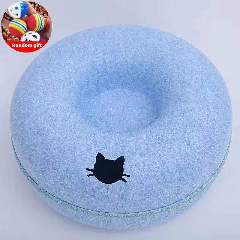Pet Donut Felt Kočičí hnízdo Zábavná interaktivní hračka Tunel Spojovací dvouvrstvá kompozitní konstrukce Univerzální design s výřezem na kočičí hlavu