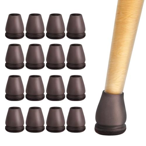 

16-Pack Chair Leg Covers, 15mm-20mm, for Small, Thin Legs, Compatible with Sloping Chairs, Brown