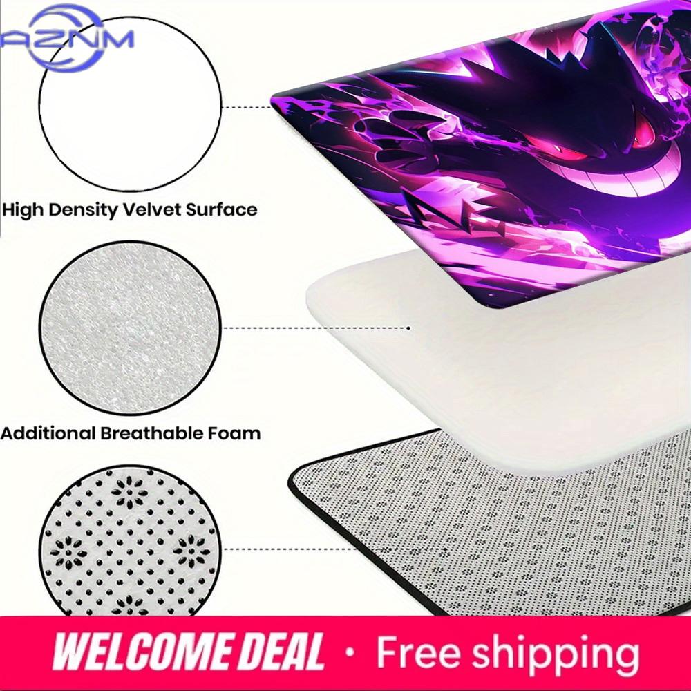 Pokemon Gengar Purple Flame Print Non-Slip Doormat, Absorbent Floor Mat for Home Decor