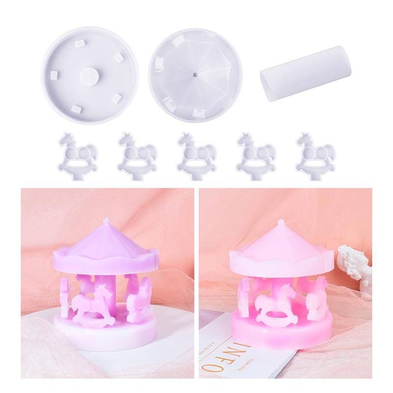 Silicone Mold for Carousel Horse Making Merry-Go-Round Decorating Mold Birthday Gifts Baby Shower Decorations Supply