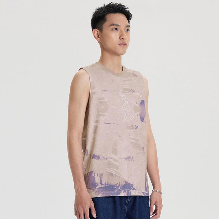 Saucony Tie-Dye Print Crew Neck Sleeveless T-Shirt Men tops Blue Brown SC2239073-2