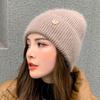 Autumn and Winter Women's Knitted Hat Versatile Thick and Velvet Warm Knitted Hat Korean Edition Hoodie