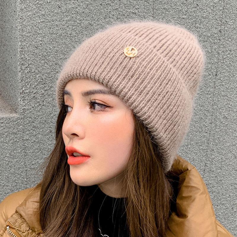 Autumn and Winter Women's Knitted Hat Versatile Thick and Velvet Warm Knitted Hat Korean Edition Hoodie