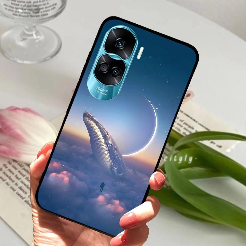 Voor Honor 90 Lite Honor90 Pro 5G Hoesje Siliconen Zacht Geschilderd Zwart Bumper Funda Coque voor HONOR 90 Pro 90Lite Beschermtas
