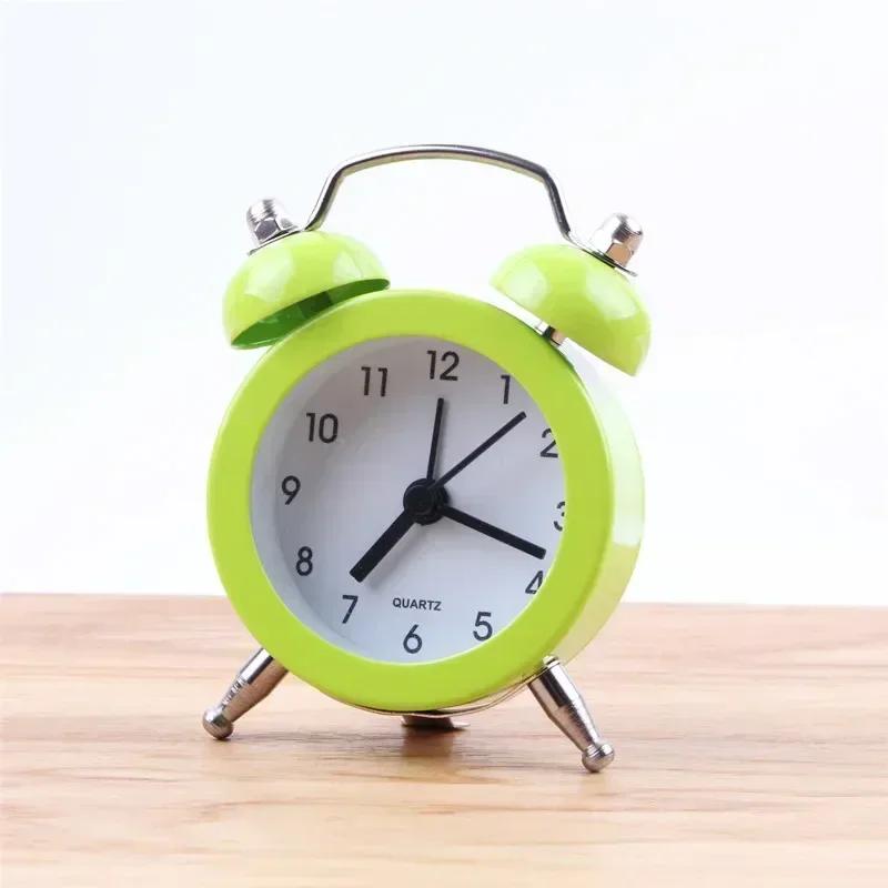 Retro Loud Alarm Clock Double Bell Mechanical Key Wound Silent Pointer Alarm Clock Night Light Clocks Home Decor  wall clock