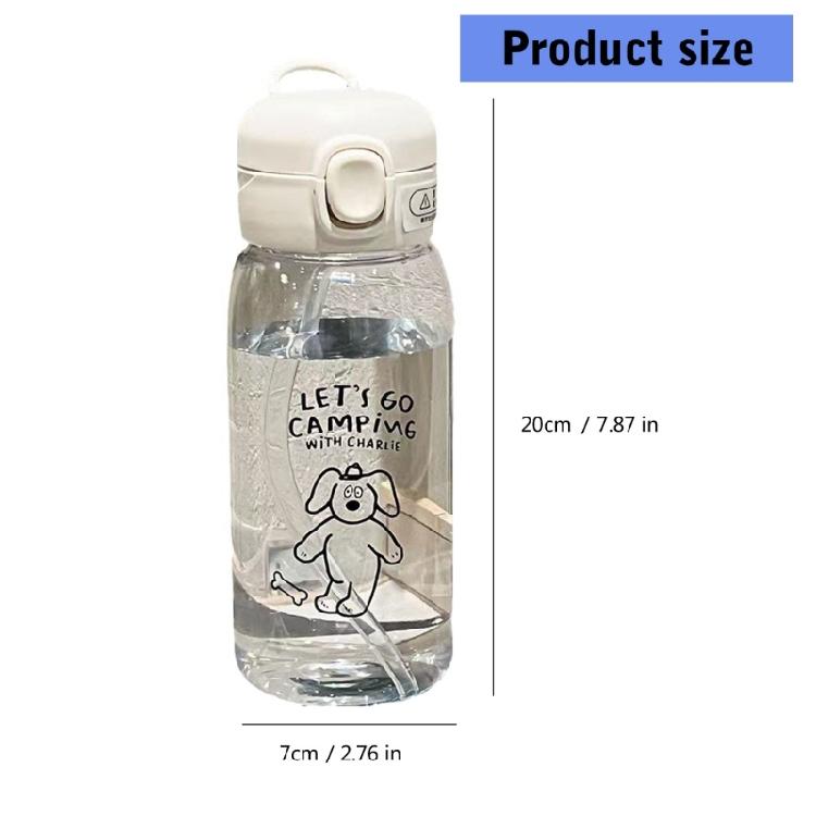 Portable Drop Resistant Hand Cup Water Bottles Clear Plastic Water Bottle with Straw Cartoon Water Cup for Gym School