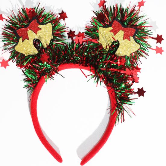 Christmas Headband for Women Girls Holiday Tree/Reindeer/Snowman/Bell Hair Aceessory with Tinsel for Xmas Party Favor
