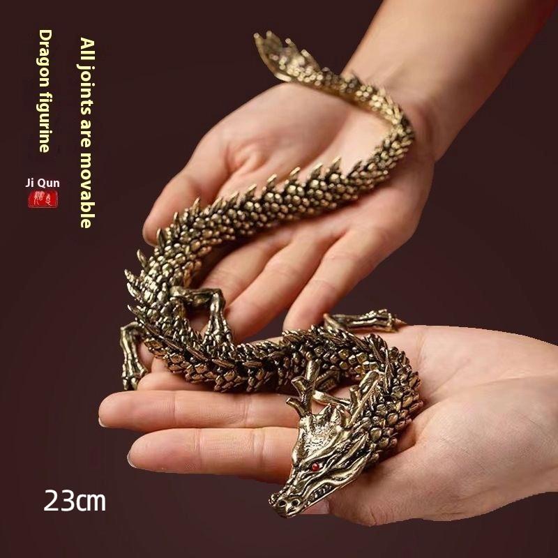 1Pcs Moveable Body Joints Antique Alloy Lucky Dragon Desktop Office Crafts 3D Dragon Statue Ornament Home Decoration Gifts