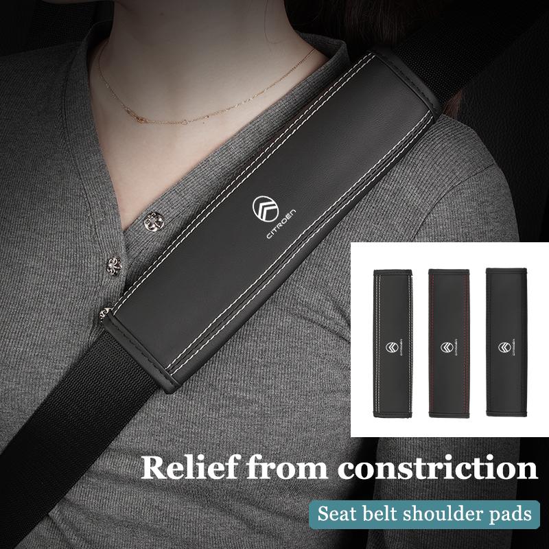 Car Seat Shoulder Pad Leather Safety Belt Protector Cover Accessories For Citroen C4 C3 C5 C1 C2 VTS Berlingo Celysee Xsara