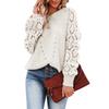 Europe, America Autumn and Winter New Ebay Hollow Pattern Knitted Sweater Round Neck Solid Color Loose Fashion Pullover
