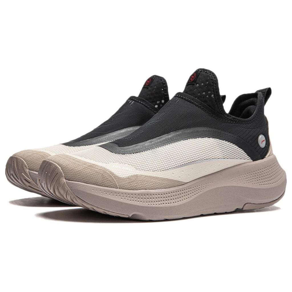 Li Ning SOFT GO Slip-on Niedrige Freizeitschuhe Herren Khaki Schwarz AGLU105-3