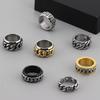 Retro Stainless Steel Men's Ring Punk Cubarn Chain Rotatable Finger Anillos Decompression Beer Trendy Jewelry Gift
