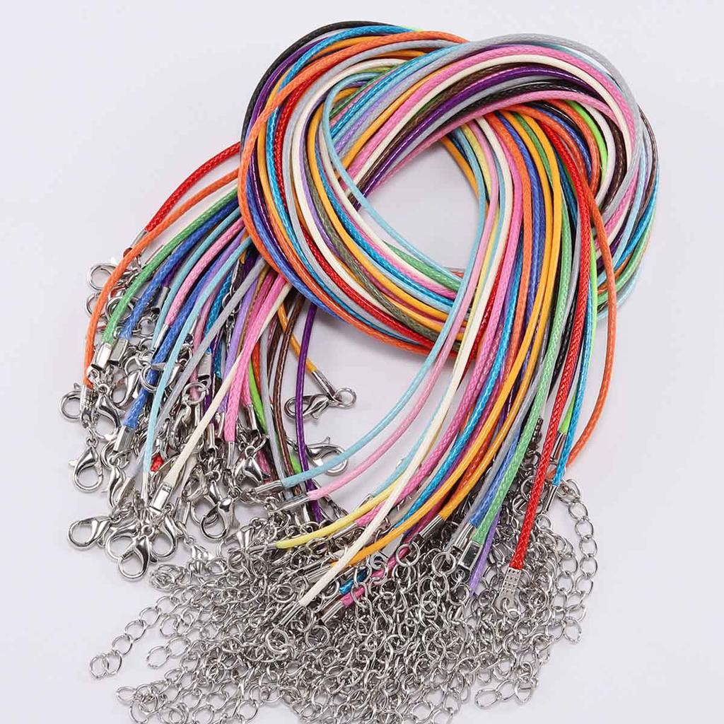 10Pcs 1.5/2mm Fauxs Leather Handmade Adjustable Braided Rope Pendant Charm DIY Findings Lobster Clasp String Cord Jewelry Making