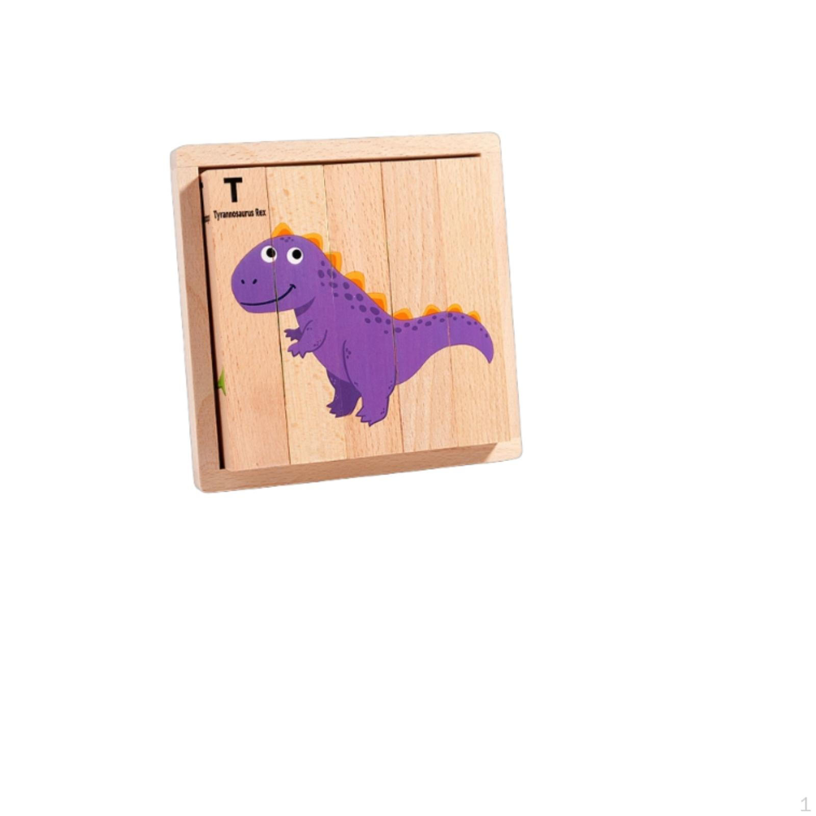 Wooden Picture Puzzle EarlyLearningPrinted Graphics PictureBuilding Blocks Dinosaur World