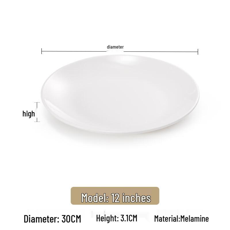 Hampton White Melamine Round Dinner Plate