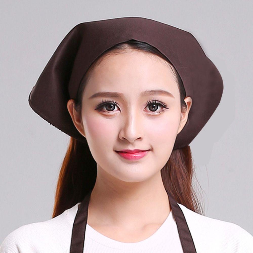 Cotton Kitchen Work Cap Triangle Waitress Hat Catering Cooking Cap Chef Hat  Chef