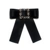 Vintage Ribbon Bowtie Brooch Pin for Women Wedding Pretied Necktie Clip Crystal Rhinestones Bowknot Shirt Jabot Collar
