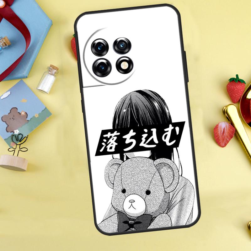 Sad Japanese Anime Aesthetic Case For OnePlus 13T 13R 12 12R 15 13 11 10 10T 8T Nord CE 2 3 4 Lite N20 N30 Nord 5 Cover