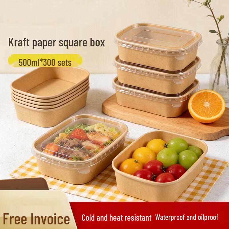 HANDUNYOU Disposable Kraft Paper Food Containers with Lids