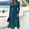Women's Color V-Neck Short Sleeve Casual Dress for Everyday Wear