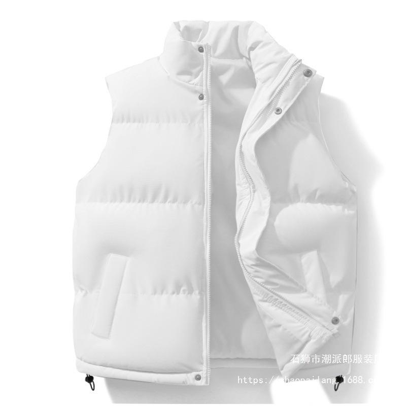 2026 New Winter Vest Men's Youth Stand-up Collar Trend Solid Color Vest Thickened Warm Men's and Women's Vest Jacket