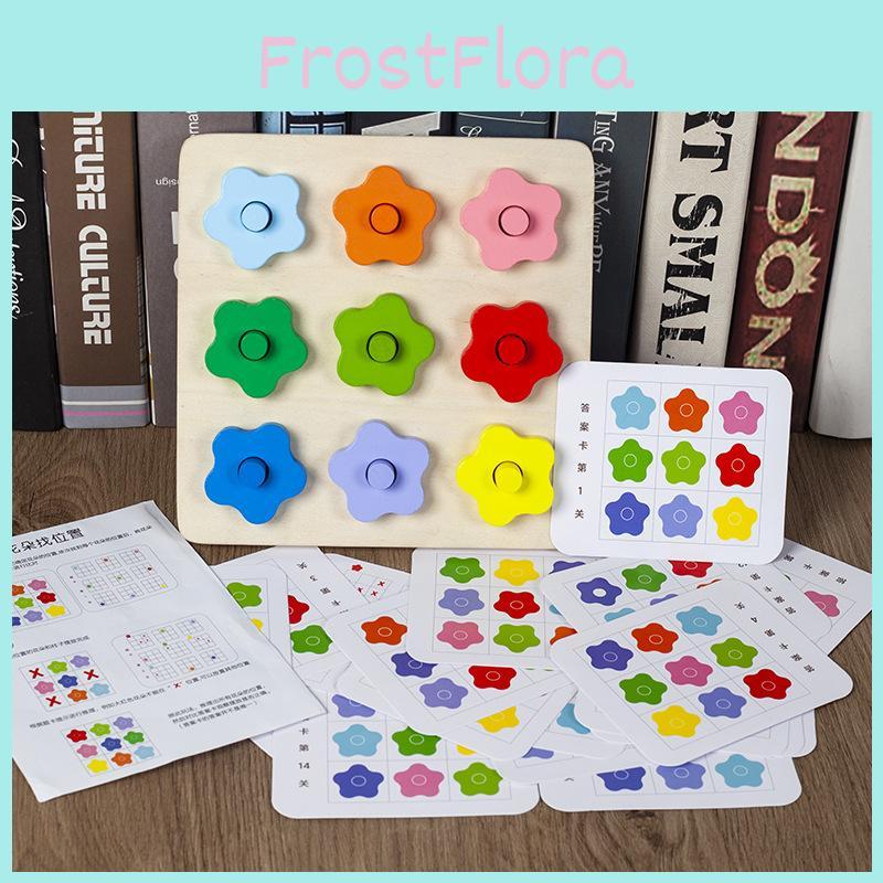 Wooden Geometric Flower Stacking Blocks For Early Childhood Education And Color Recognition Toy