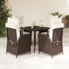 Vidaxl 5-Cz. Garden Furniture Set With Cushions, Brown, Poly Rattan