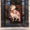 Festive Zodiac Sheep Wall Decor 2027 Year of The Window Cling, Russian New Sticker, Party Glass Art Static Christmas Decal with Bell Berries for Home