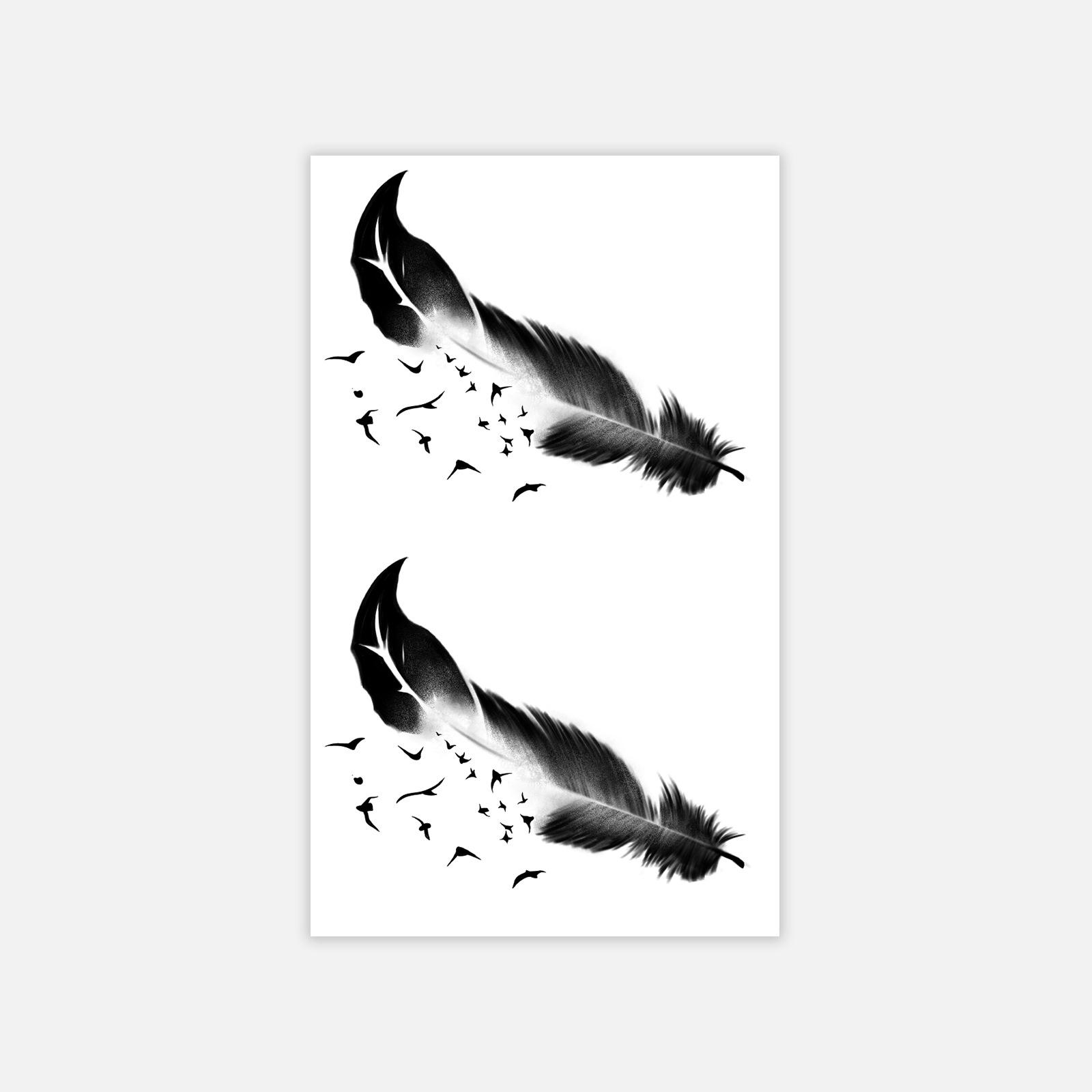 Seagull Feather Tattoo Sticker With High-Value Niche Personality Tattoo Sticker 6*10