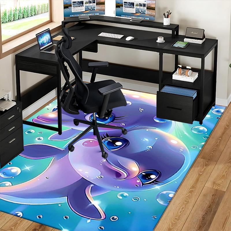 1pc Anime Dolphin Chair Mat - Cute Dolphin Design Office Rug, Non-Slip Carpet for Desk, Festival Gift, Seasonal Decor, Suitable for Home and Office Us