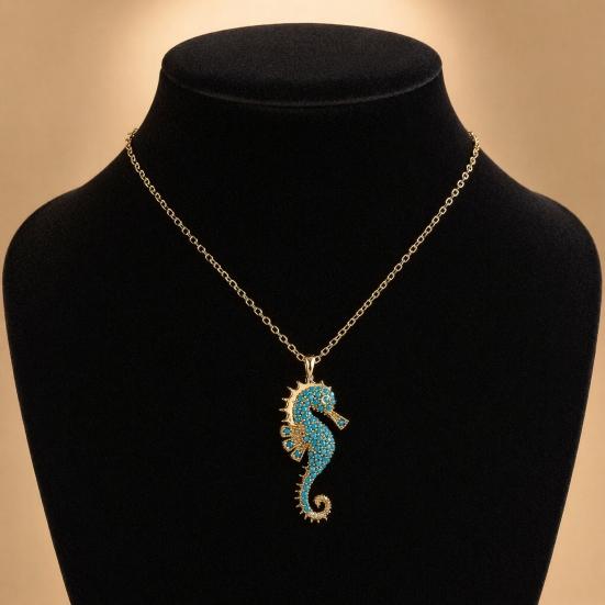Sea Creature Jewelry Stylish Necklace Stainless Steel Blue 3.2 Cm 1 Pc