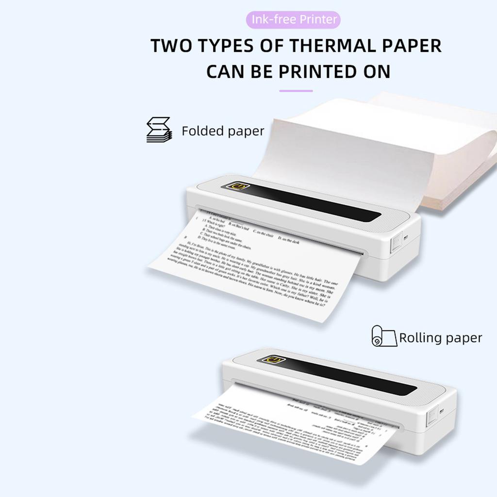 Tragbarer Drucker, kabelloser tintenloser Drucker, unterstützt 8,26 x 11,69 Zoll Thermopapierdrucker BT5.1