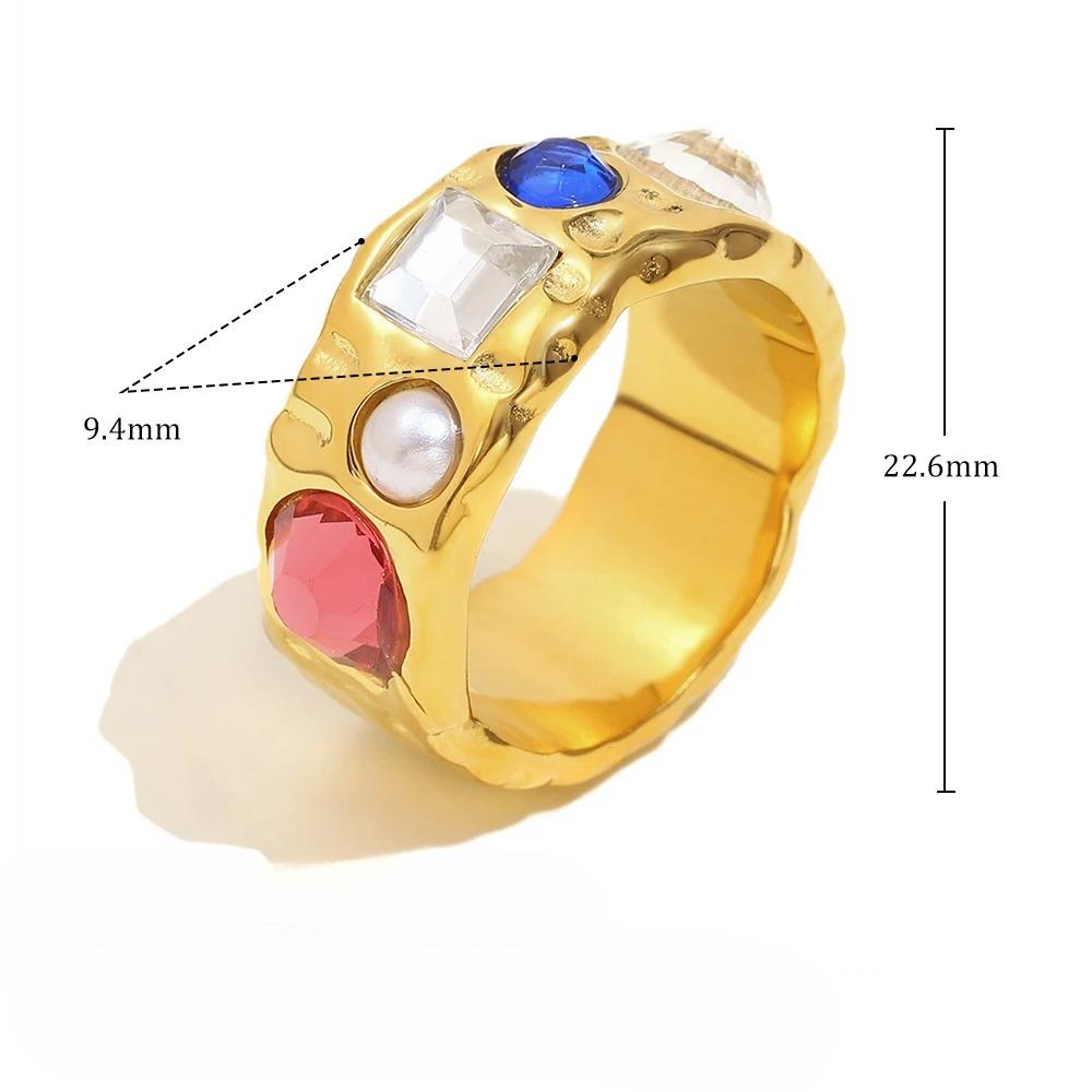 

Роскошное геометрическое цветное кольцо с узором «чеканка», эксклюзивные украшения для свадеб и вечеринок, ослепительные и элегантные украшения. 8 золотой